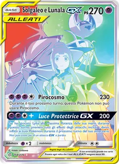 Carta Solgaleo e Lunala GX dell'espansione Eclissi Cosmica, numero 254/236