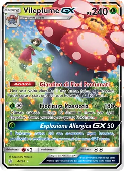 Carta Vileplume GX dell'espansione Eclissi Cosmica, numero 4/236