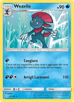 Carta Weavile dell'espansione Eclissi Cosmica, numero 44/236