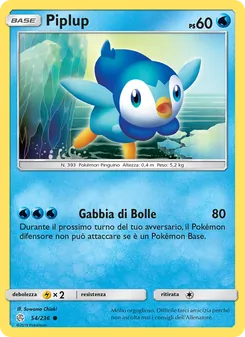 Carta Piplup dell'espansione Eclissi Cosmica, numero 54/236