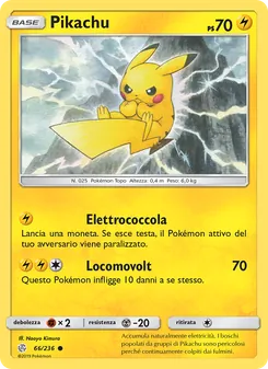 Carta Pikachu dell'espansione Eclissi Cosmica, numero 66/236