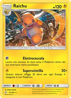 Carta Raichu dell'espansione Eclissi Cosmica, numero 67/236