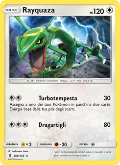 Carta Rayquaza dell'espansione Guardiani Nascenti, numero 106/145