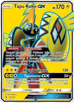 Carta Tapu Koko GX dell'espansione Guardiani Nascenti, numero 135/145