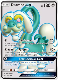 Carta Drampa GX dell'espansione Guardiani Nascenti, numero 142/145