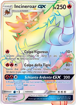 Carta Incineroar GX dell'espansione Guardiani Nascenti, numero 147/145