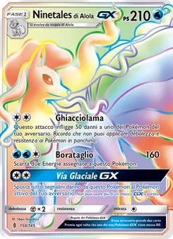 Carta Ninetales di Alola GX dell'espansione Guardiani Nascenti, numero 150/145