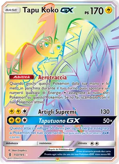 Carta Tapu Koko GX dell'espansione Guardiani Nascenti, numero 153/145
