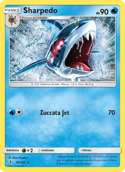 Carta Sharpedo dell'espansione Guardiani Nascenti, numero 28/145