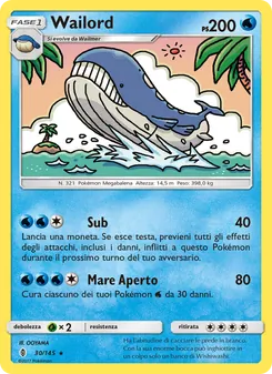 Carta Wailord dell'espansione Guardiani Nascenti, numero 30/145