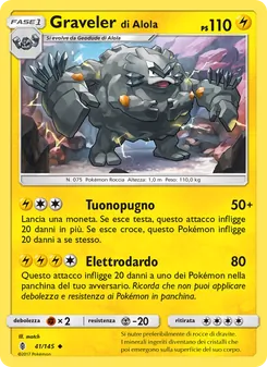 Carta Graveler di Alola dell'espansione Guardiani Nascenti, numero 41/145