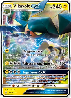 Carta Vikavolt GX dell'espansione Guardiani Nascenti, numero 45/145