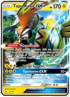 Carta Tapu Koko GX dell'espansione Guardiani Nascenti, numero 47/145