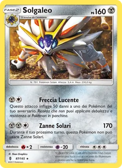 Carta Solgaleo dell'espansione Guardiani Nascenti, numero 87/145