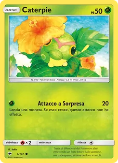 Carta Caterpie dell'espansione Ombre Infuocate, numero 1/147