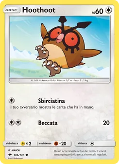 Carta Hoothoot dell'espansione Ombre Infuocate, numero 106/147