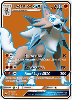 Carta Lycanroc GX dell'espansione Ombre Infuocate, numero 136/147