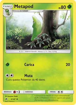 Carta Metapod dell'espansione Ombre Infuocate, numero 2/147