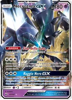 Carta Necrozma GX dell'espansione Ombre Infuocate, numero 63/147