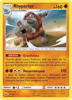 Carta Rhyperior dell'espansione Ombre Infuocate, numero 67/147