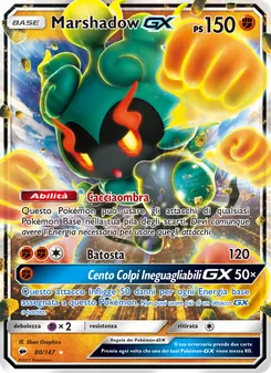 Carta Marshadow GX dell'espansione Ombre Infuocate, numero 80/147
