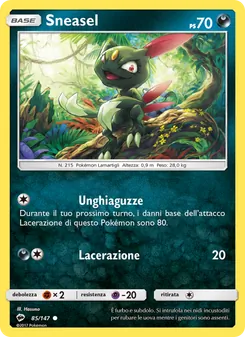 Carta Sneasel dell'espansione Ombre Infuocate, numero 85/147
