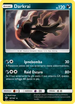 Carta Darkrai dell'espansione Ombre Infuocate, numero 87/147