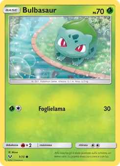 Carta Bulbasaur dell'espansione Leggende Iridescenti, numero 1/73