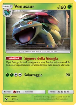 Carta Venusaur dell'espansione Leggende Iridescenti, numero 3/73