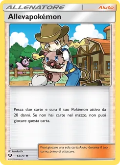 Carta Allevapokémon dell'espansione Leggende Iridescenti, numero 63/73