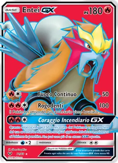 Carta Entei GX dell'espansione Leggende Iridescenti, numero 71/73