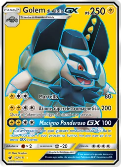 Carta Golem di Alola GX dell'espansione Invasione Scarlatta, numero 102/111