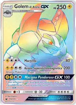 Carta Golem di Alola GX dell'espansione Invasione Scarlatta, numero 113/111