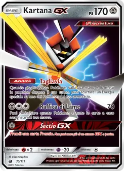Carta Kartana GX dell'espansione Invasione Scarlatta, numero 70/111
