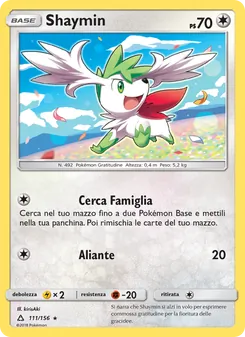 Carta Shaymin dell'espansione Ultraprisma, numero 111/156
