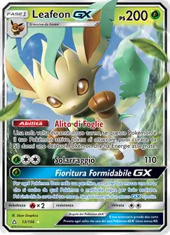 Carta Leafeon GX dell'espansione Ultraprisma, numero 13/156