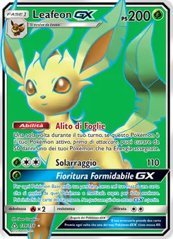 Carta Leafeon GX dell'espansione Ultraprisma, numero 139/156