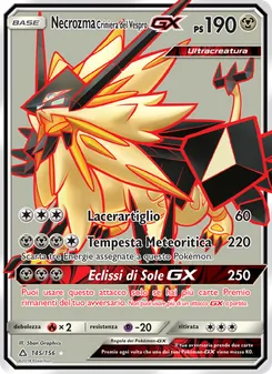 Carta Necrozma Criniera del Vespro GX dell'espansione Ultraprisma, numero 145/156