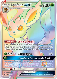 Carta Leafeon GX dell'espansione Ultraprisma, numero 157/156