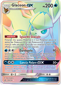 Carta Glaceon GX dell'espansione Ultraprisma, numero 159/156