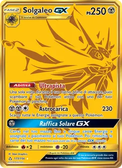 Carta Solgaleo GX dell'espansione Ultraprisma, numero 173/156