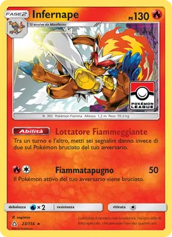 Carta Infernape dell'espansione Ultraprisma, numero 23/156