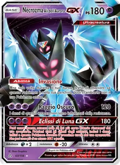 Carta Necrozma Ali dell’Aurora GX dell'espansione Ultraprisma, numero 63/156