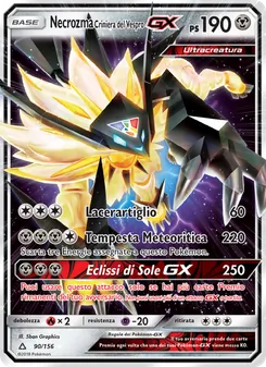 Carta Necrozma Criniera del Vespro GX dell'espansione Ultraprisma, numero 90/156