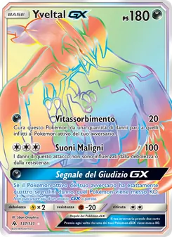 Carta Yveltal GX dell'espansione Apocalisse Di Luce, numero 137/131