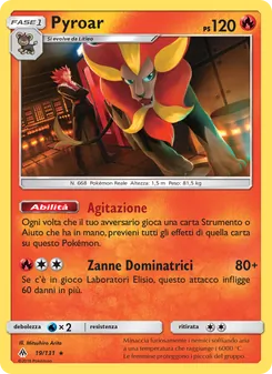 Carta Pyroar dell'espansione Apocalisse Di Luce, numero 19/131