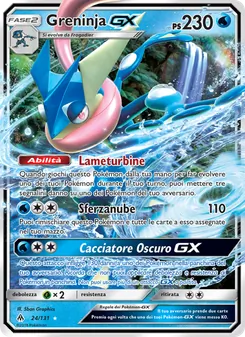 Carta Greninja GX dell'espansione Apocalisse Di Luce, numero 24/131