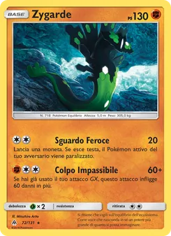 Carta Zygarde dell'espansione Apocalisse Di Luce, numero 72/131