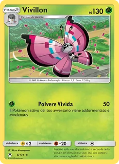 Carta Vivillon dell'espansione Apocalisse Di Luce, numero 8/131