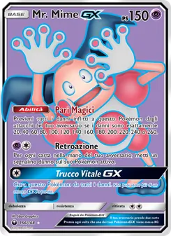 Carta Mr. Mime GX dell'espansione Tempesta Astrale, numero 156/168